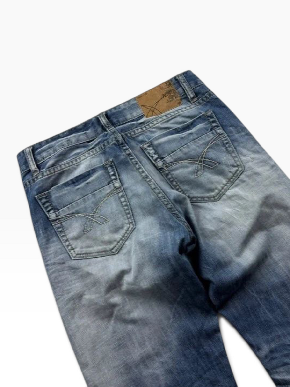 Vintage Y2K Straight Jeans Light Wash Detail