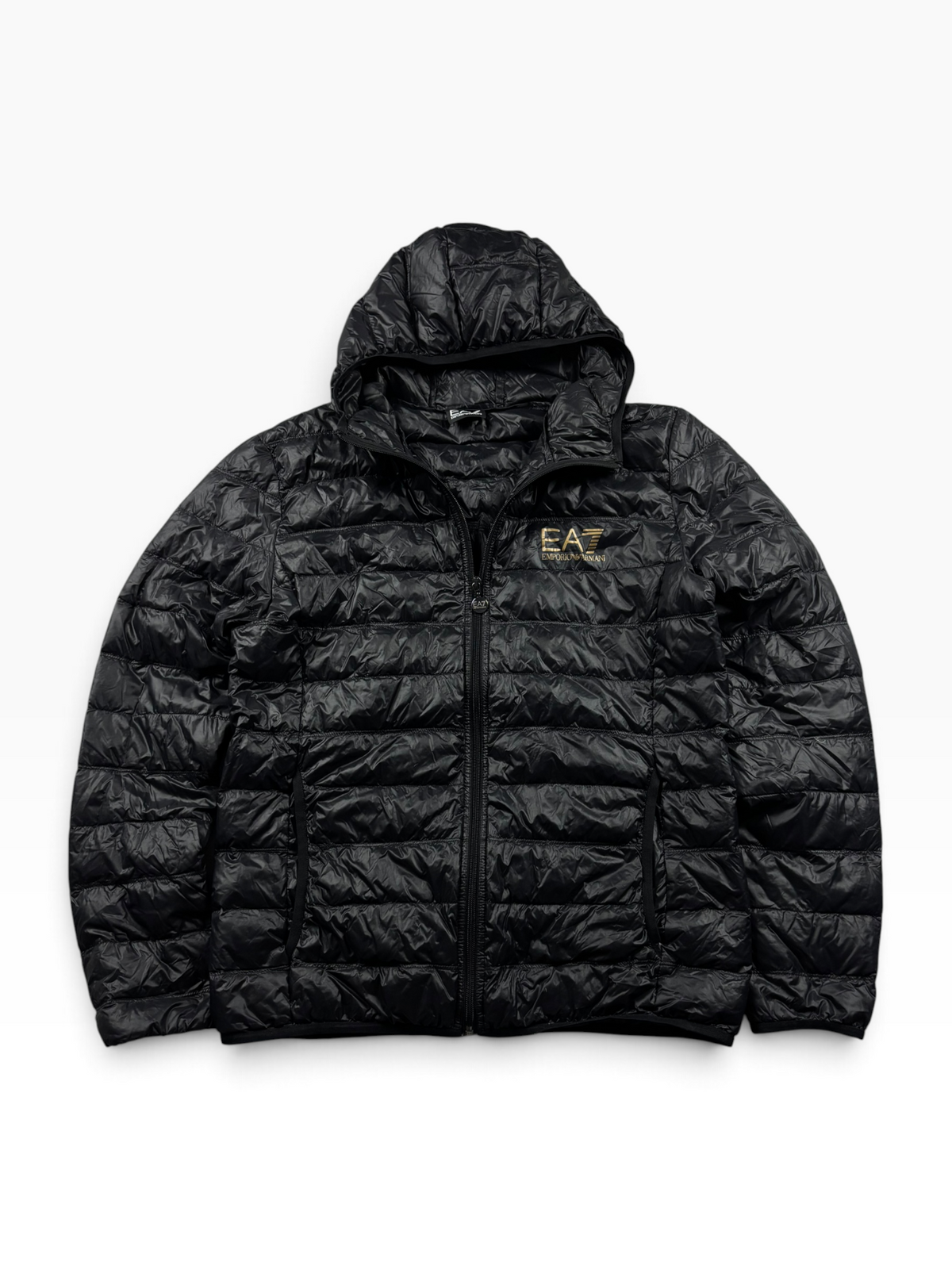 EA7 Emporio Armani Puffer Jacke Schwarz Front