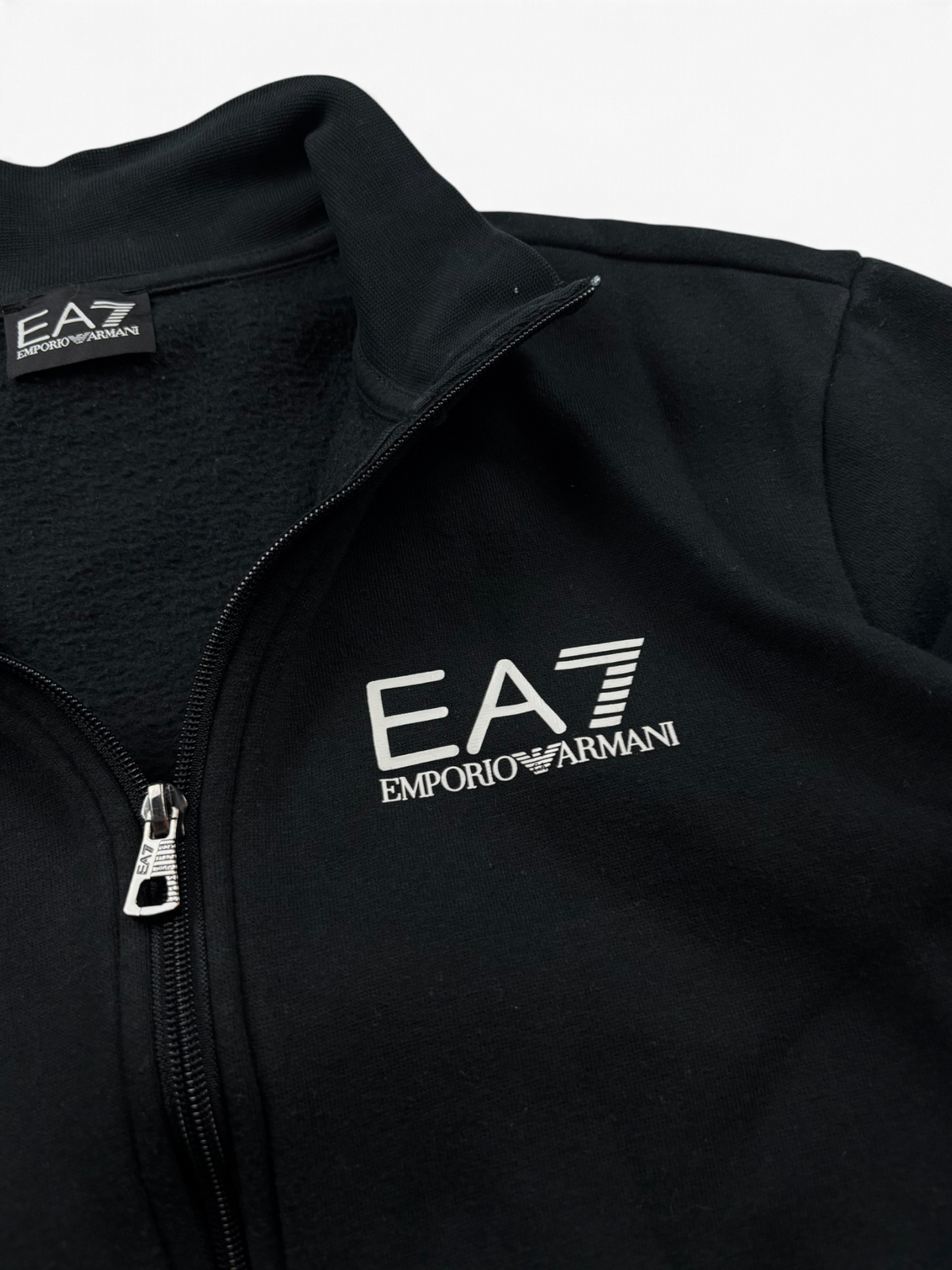 EA7 Emporio Armani Zip Jacke Schwarz Silber (XS)