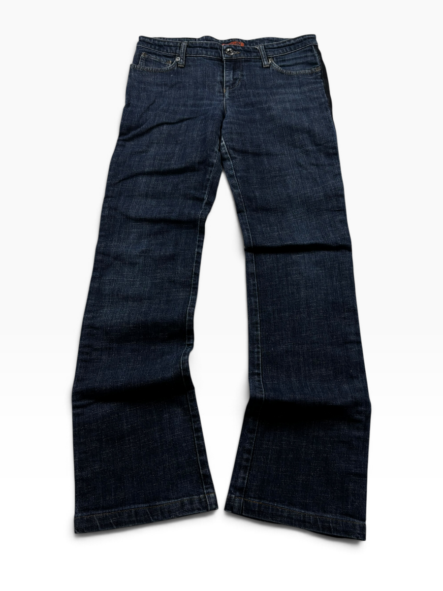 Vintage Y2K Straight Jeans Dark Wash Seitenstreifen (XS)