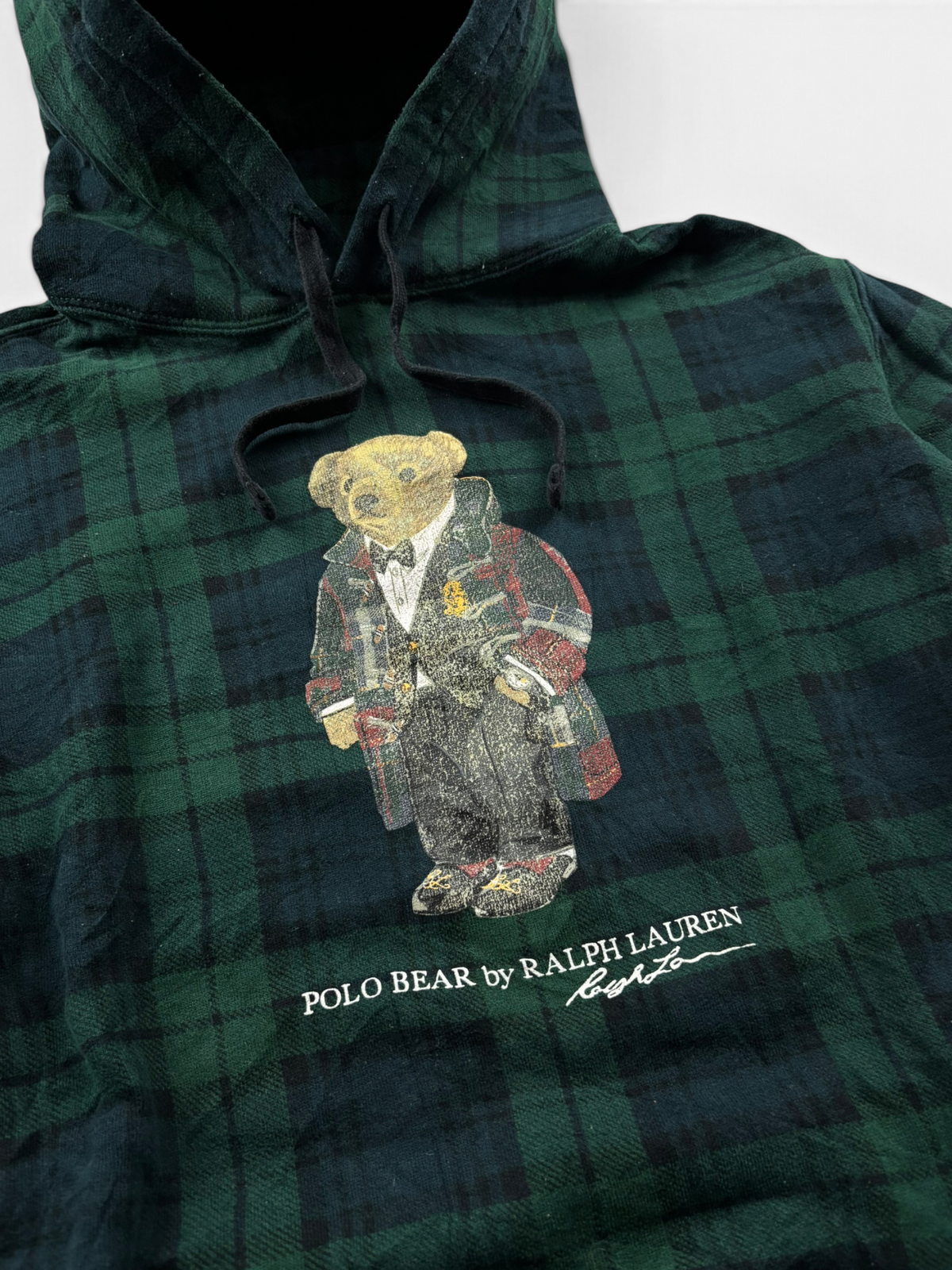 Ralph Lauren Polo Bear Hoodie Grün Kariert (XS)